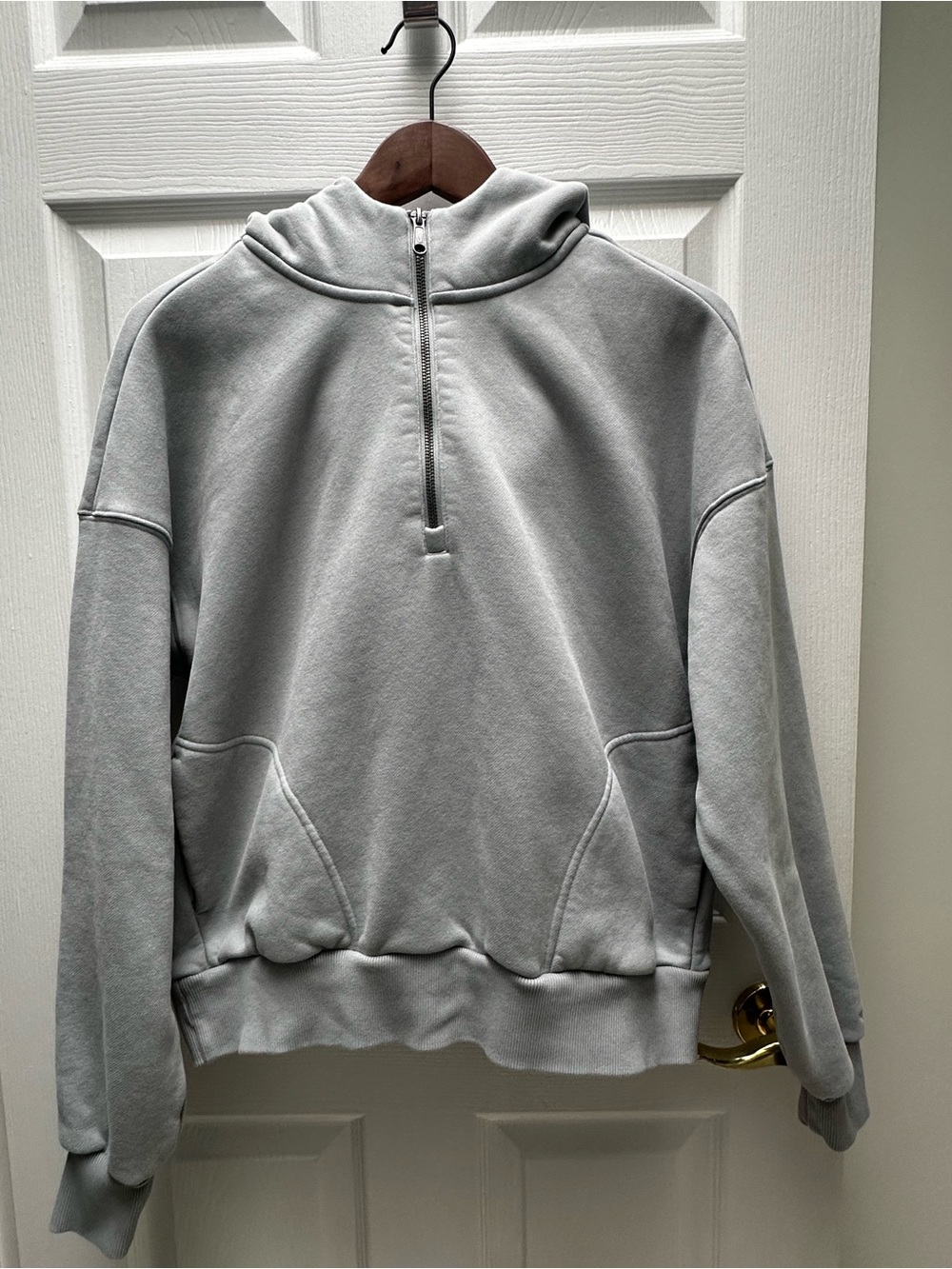Vuori Restore Oversized Half Zip Hoodie Blue Grey Small 3/4 Zip Cozy